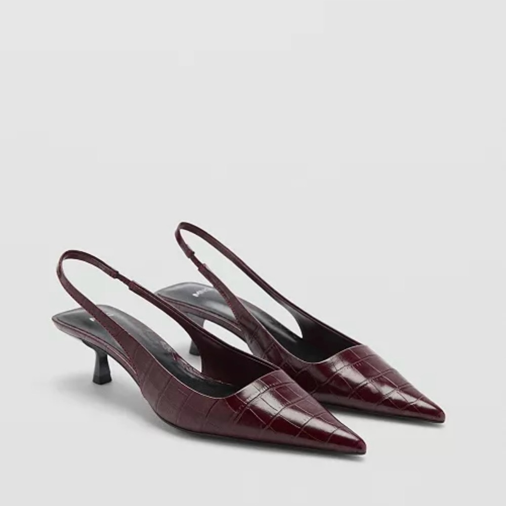 Mango Burgundy Slingback Heels